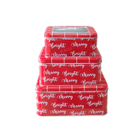 Boîte en étain carrée personnalisée pour bonbons, biscuits, emballages cadeaux avec fenêtre