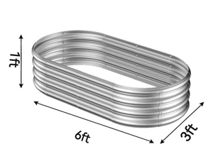 Promotion OEM boîte de jardinière modulaire galvanisé Kits de lit de jardin haut pour la maison Pot de jardinière <span class=keywords><strong>paresseux</strong></span> surélevé pour fleurs végétales ovale - Product Image 2