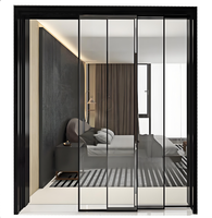 Conception sans cadre haute capacité de poids intérieur en aluminium miroir coulissant verre porte de grange coulissante porte intérieure chambre porte de toilette
