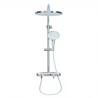 Ensemble de douche mural contemporain en chrome avec système thermostatique, robinet en laiton poli et pommeau de douche carré en céramique