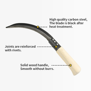 Hot Sale <strong>Sickle</strong> 1319 <strong>Sickle</strong> Professional Grain Grass Cutting Tool with Wood Handle for Farm Garden Agriculture Use - Product Image 2