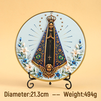 Décoration murale religieuse catholique en résine, style Art déco, bordure dorée, pour la maison, l'église, l'autel, souvenir recyclable, cadeau
