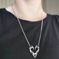 Collier en acier inoxydable inaltérable style Hip Hop, pendentif cœur flamme totem creux rétro argenté, cadeaux pour femmes et hommes