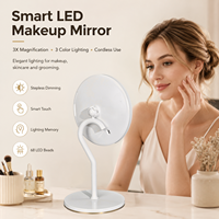 Miroir de maquillage grossissant 3X éclairé HD, miroir de courtoisie compact à LED rechargeable par USB, cadeau pour femme, anniversaire