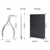 Haute qualité luxueux 2 pièces en acier inoxydable manucure pédicure Kit professionnel Portable manucure poussoir cuticule pince ensemble