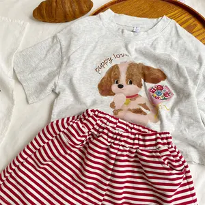 2023 Stock Summer Children's clothing cute cartoon tops print boy girls dogs 100 cotton short sleeve blouse animal T-shirts