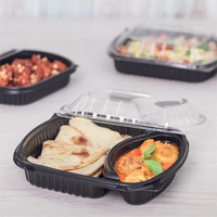 Boîte à lunch jetable en PP à 3 compartiments, compatible micro-ondes, avec couvercle anti-buée, pour préparation de repas, gelée, sucre, sushi, hamburger, nouilles