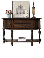 Console d'entrée de style américain, meuble de rangement en bois massif pour couloir, étagère murale semi-circulaire de style campagnard vintage