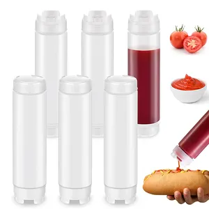 Bottiglie di plastica per salse Ketchup Sour Cream Dispenser di sciroppo autosigillante per ristoranti Catering Kitchen