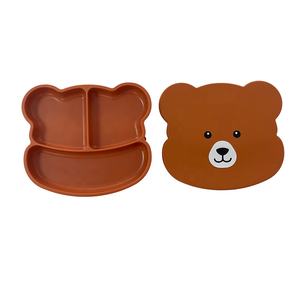 Ensemble d'alimentation pour bébé en silicone personnalisé avec logo, bol et <span class=keywords><strong>assiette</strong></span> en forme d'ours, cuillère avec base à ventouse pour le sevrage des tout-petits - Product Image 4