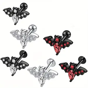 Bat Lip Piercing Labret Stud Earring Tragus Cartilage 16G Body Piercing Jewelry Wholesale Stainless Steel Bat Jewelry
