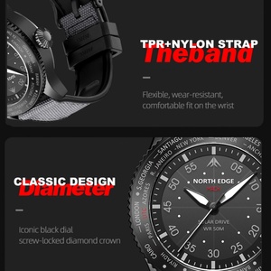 NORTH EDGE 2024 MACH Solar Power Quartz Watch Men Waterproof 50M Men's Pilot Sports Wristwatches Luminous Enviormentally <b>Clock</b> - Product Image 3