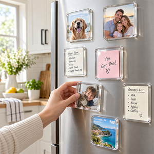 Aimant de réfrigérateur en acrylique transparent réutilisable, aimant photo personnalisé, autocollant magnétique décoratif imperméable pour la décoration de la maison - Product Image 1