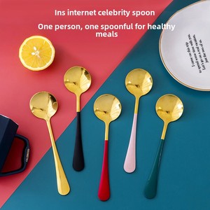 A274 Internet Celebrity Household Stainless Steel Soup & Dessert Spoon Thickened Long Handle Mixing Spoon - Product Image 2