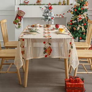 Mantel de Encaje Navideño Estilo Americano, Rojo, Decorativo, para Mesa de Comedor, Té, Eventos, Cubierta de Mesa de Alta Gama - Product Image 2