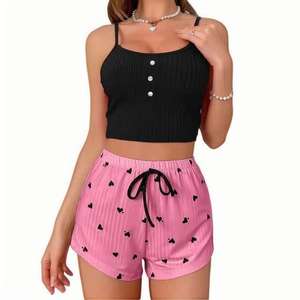MHK21 Vente en gros Vêtements de nuit pour femmes Ensemble 2 pièces Camisole Impression Short Ensemble de pyjamas - Product Image 2