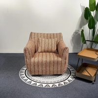 Fauteuil d'appoint pivotant moderne en tissu Teddy/à rayures avec coussin décoratif pour salon, chambre et hôtel