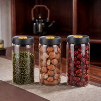 Bocal à café sous vide à ouverture rapide en verre borosilicate de haute qualité, hermétique, 1-2L, avec couvercle, pour la conservation des aliments (haricots, thé, sucre)