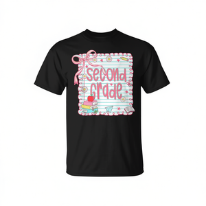 Camiseta Coquette Bow Pink Preppy para el regreso a clases de segundo grado - Product Image 2