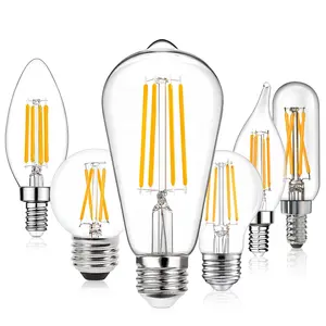 JESLED di alta qualità 4W 6W 8W lampadine Edison dimmerabili per la casa A15 A19 A60 B11 all'ingrosso lampadina a filamento LED E27 E26 E14 E12 B22 ODM/OEM