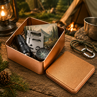 Boîte en métal vintage personnalisée avec logo pour la pêche, conteneur de rangement carré en métal pour leurres, hameçons, pêcheurs