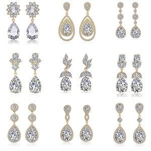 RAKOL EP2218 Latest Luxury <strong>Dangle</strong> Design Of Cubic Zirconia <strong>Earrings</strong> Wholesale Women's Silver Bridal <strong>Diamond</strong> Engagement <strong>Earrings</strong> - Product Image 3