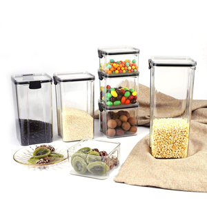 Contenedor Cuadrado Transparente Hermético de Plástico para Almacenamiento de Alimentos con Tapa para Cocina, Despensa, Granos, Café, Arroz - Product Image 6
