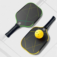 Raquette de pickleball en fibre de carbone T700 tissée mate à haute friction, dégradé clair, avec balles et sac de rangement