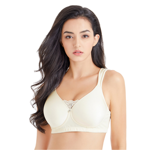 Soutien-gorge sans armatures sans coutures pour femme, bonnet complet, bordure en dentelle, bretelles réglables, non doublé, en coton élasthanne, taille basse, coussinets amovibles, usage quotidien - Product Image 1