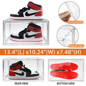 Boîte à chaussures magnétique transparente en acrylique, boîte de rangement portable, étagère de rangement épaissie avec grande ouverture latérale, conteneur de rangement pour chaussures - Product Image 3