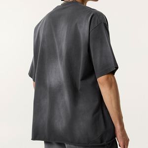 Camiseta de estilo americano, camiseta lavada con degradado de tela, camiseta Vintage con borde de hombro - Product Image 6