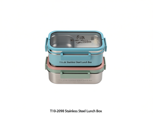 T10-2098 Stainless Steel <b>Lunch</b> <b>Box</b> 2 Compartments Stackable Rectangle Food Grade Material - Product Image 1