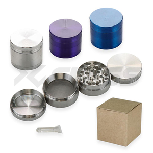 XY GLASS Metall-Zinklegierung 50mm 4-teiliger Kräutermühlen-Set 55mm 63mm Mini Schwarz Handkräutermühle Kräuterzerkleinerer zum Rauchen - Product Image 5