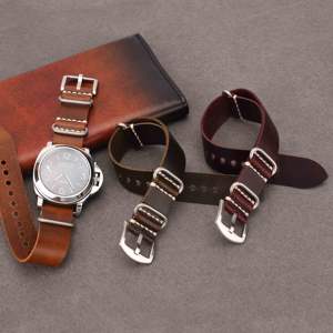 Correas de reloj largas hechas a mano de cuero genuino de cera de aceite italiano 1 pieza correa de reloj - Product Image 2