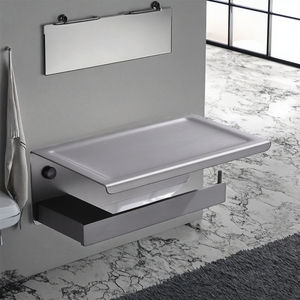 Porte-papier toilette mural moderne en acier inoxydable gris canon pour salle de bain et salle de douche d'hôtel - Product Image 2