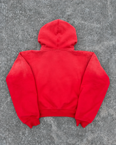 Sudadera con Capucha Oversize de Felpa Pesada Roja Personalizada con Estampado Gráfico Estilo Y2K Hip Hop Drip Font de Hongguan Manufacturer - Product Image 2
