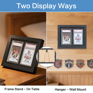 Cadre de présentation en bois écoresponsable fait main pour <span class=keywords><strong>2</strong></span> plaques, cadre double pour cartes sportives, cadre mural paysage/animal pour objets de collection - Product Image 6