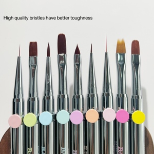 Metal Handle Nail <b>Brush</b> <b>Set</b> Professional <b>Wire</b> Drawing Gel Painting <b>Brushes</b> for Nail Salon - Product Image 5
