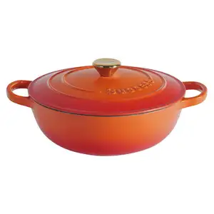 26cmオレンジエナメル鋳鉄鍋ビッグサイズ調理鍋焦げ付き防止調理器具セット