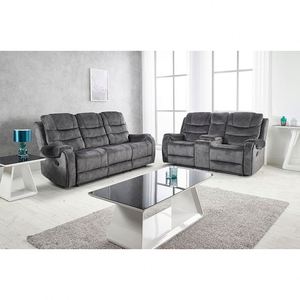 Chaise longue inclinable en velours et cuir de style européen avec cadre en bois, extensible, pour salon, avec fonctions de massage et de refroidissement - Product Image 2