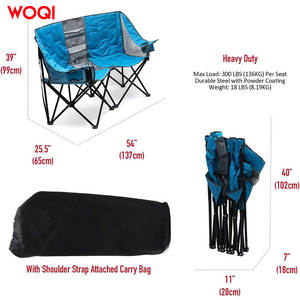 Chaise de camping pliable portable Woqi, chaise double d'extérieur, cadre en aluminium, bleu paon, chaise de jardin rectangulaire - Product Image 4