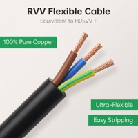 Câble flexible PVC 3 conducteurs 1,5 mm 300/500V, certifié CE H05VV-F, double fil pour appareils d'éclairage domestique