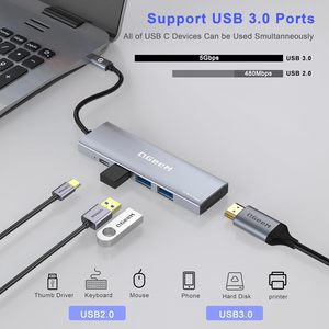 <span class=keywords><strong>USB</strong></span> <span class=keywords><strong>C</strong></span> <span class=keywords><strong>HUB</strong></span> qgeem 5 trong 1 Multi-Port Adapter Kỹ thuật số 4k HDM I 100W PD Tương thích cho MacBook Pro/không khí, iMac,iPhone 15,XPS và nhiều hơn nữa - Product Image 3