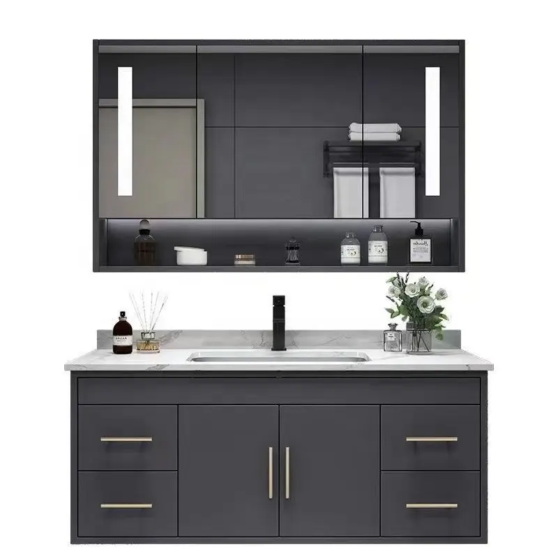 Luxury Italian style wash basin bathroom vanity with single vanity bathroomAnd Cabinet Combo