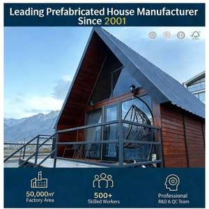 Villa en bois triangulaire moderne et raffinée, intégrée à la nature - Cabane en rondins mobile pour hôtel ou zone écologique - Product Image 1