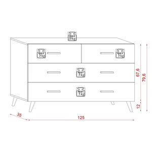 خزانة أدراج عصرية بالجملة لغرفة المعيشة وغرفة النوم، خزانة تزيين خشبية رمادية لامعة بأربعة أدراج ومقابض - Product Image 5