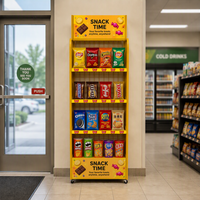 Étagère de présentation pliable en métal robuste pour les chips, le pop-corn, les craquelins, les biscuits et les gâteaux