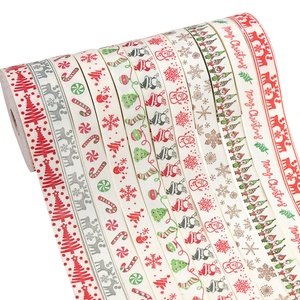 100% katun Satin pita Natal busur dicetak pohon Natal dekorasi Garland Streamer kemasan kotak hadiah - Product Image 1