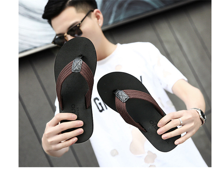 Summer Slippers Convas Strap Outdoor Flipflops Non-slip Beach Flat Shoes PVC Flip Flops Men 2020