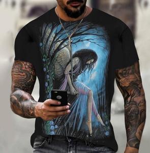 Maglietta estiva con stampa animalier top Casual Wolf 3D con scollo rotondo stampato a maniche corte - Product Image 6